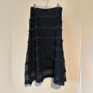 NWOT Pearl by Lela Rose Mesh Tiered Skirt with‎ Fringe Size 4